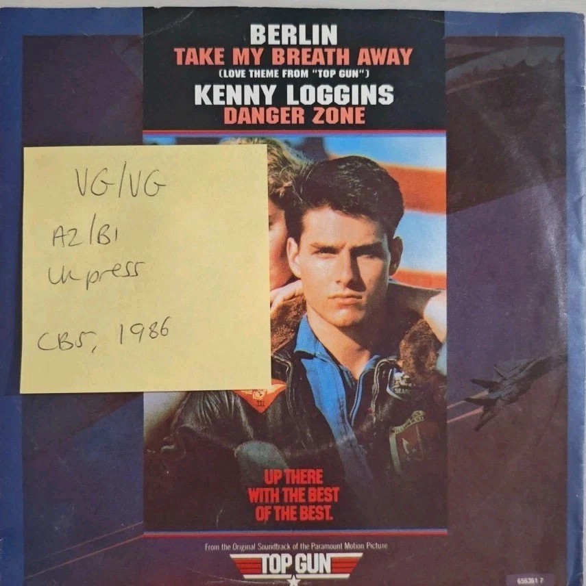 Berlin / Kenny Loggins Take My Breath Away Vinyl Record 7" VG/VG 656361 1986 sleeve Berlin / Kenny Loggins Take My Breath Away Vinyl Record 7" VG/VG 656361 1986 sleeve