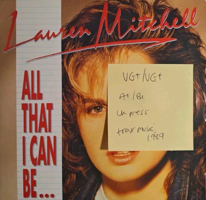 Lauren Mitchell All That I Can Be Vinyl Record 7" VG+/VG+ 7TX6 1989 sleeve Lauren Mitchell All That I Can Be Vinyl Record 7" VG+/VG+ 7TX6 1989 sleeve
