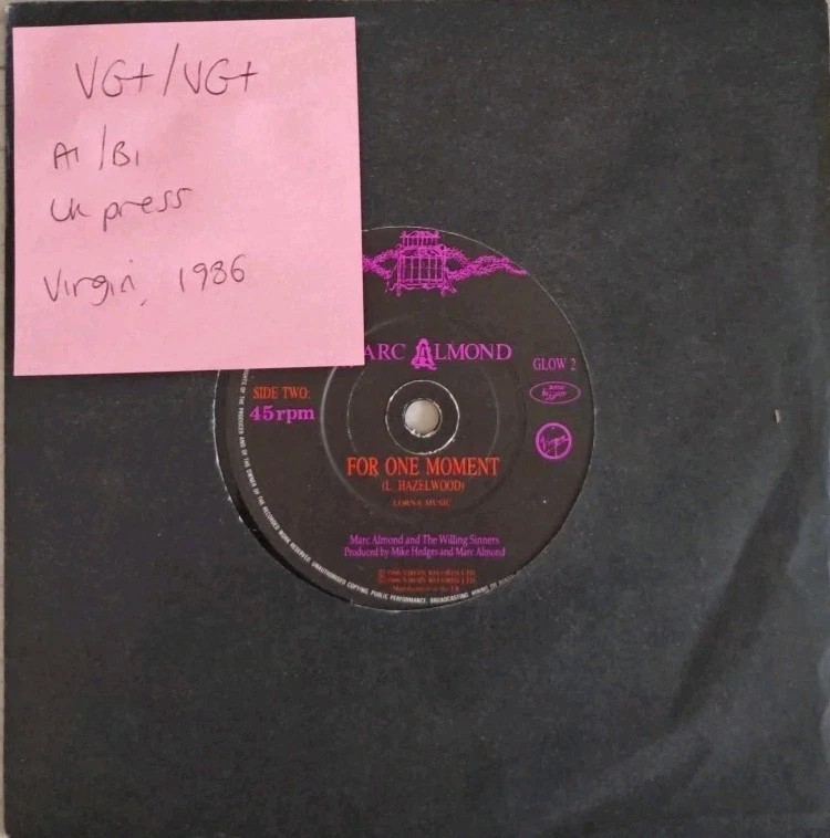Marc Almond A Woman’s Story Vinyl Record 7" VG+/VG+ GLOW 2 1986 vinyl record sleeve Marc Almond A Woman’s Story Vinyl Record 7" VG+/VG+ GLOW 2 1986 vinyl record sleeve