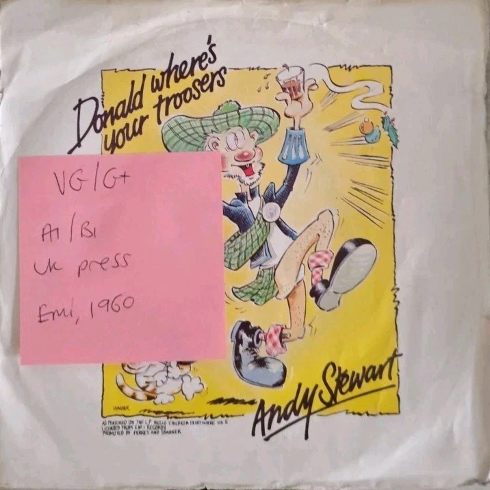 Andy Stewart Donald Where's Your Troosers Vinyl Record 7" VG/G+ SON 2353 1960 sleeve Andy Stewart Donald Where's Your Troosers Vinyl Record 7" VG/G+ SON 2353 1960 sleeve