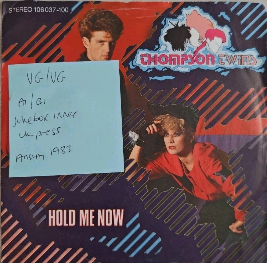 Thompson Twins Hold Me Now Vinyl Record 7" VG/VG 106037-100 1983 sleeve Thompson Twins Hold Me Now Vinyl Record 7" VG/VG 106037-100 1983 sleeve