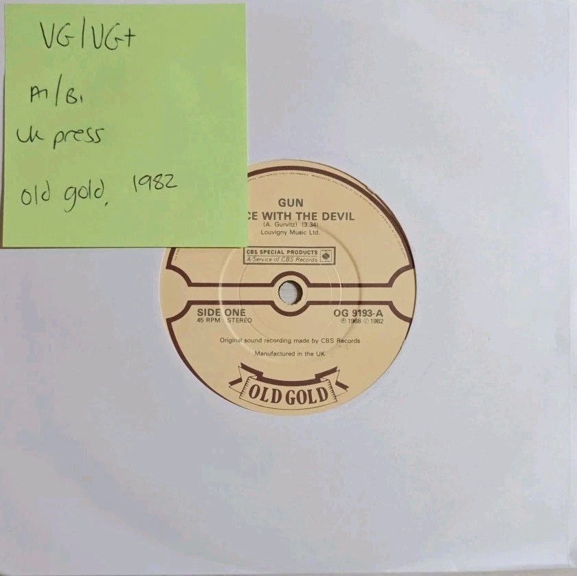 The Gun Race With The Devil / Black Betty Vinyl Record 7" VG/VG+ OG9193 1982 sleeve The Gun Race With The Devil / Black Betty Vinyl Record 7" VG/VG+ OG9193 1982 sleeve