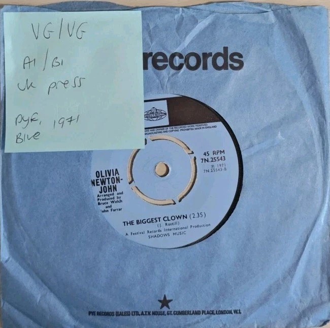 Olivia Newton-John If Not For You Vinyl Record 7" VG/VG 7N.25543 1971 sleeve Olivia Newton-John If Not For You Vinyl Record 7" VG/VG 7N.25543 1971 sleeve