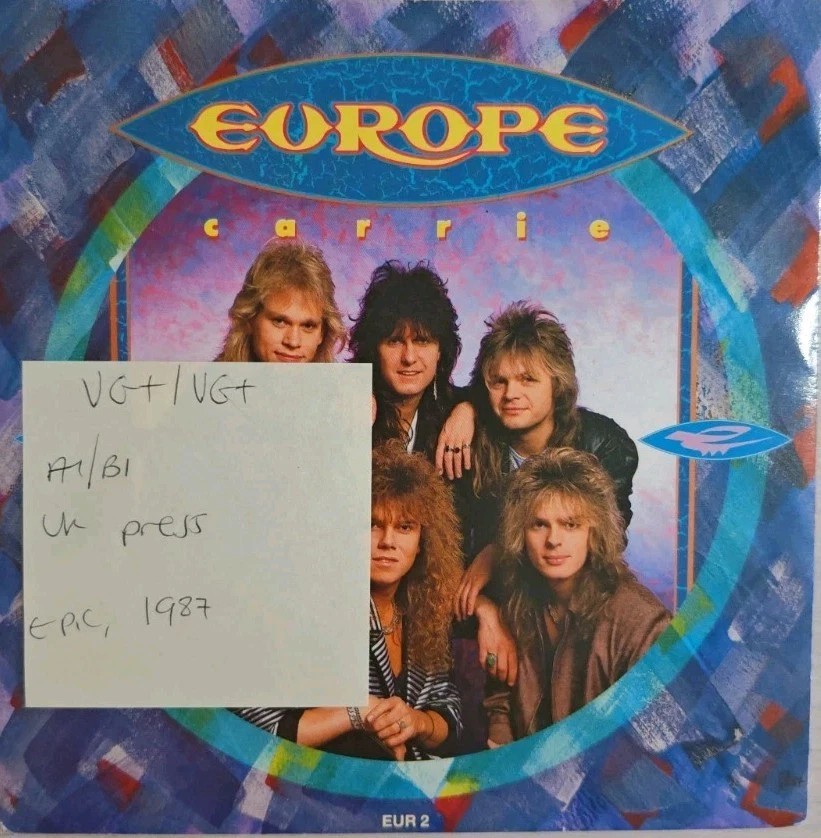 Europe Carrie Vinyl Record 7" VG+/VG+ EUR 2 1987 vinyl record sleeve Europe Carrie Vinyl Record 7" VG+/VG+ EUR 2 1987 vinyl record sleeve