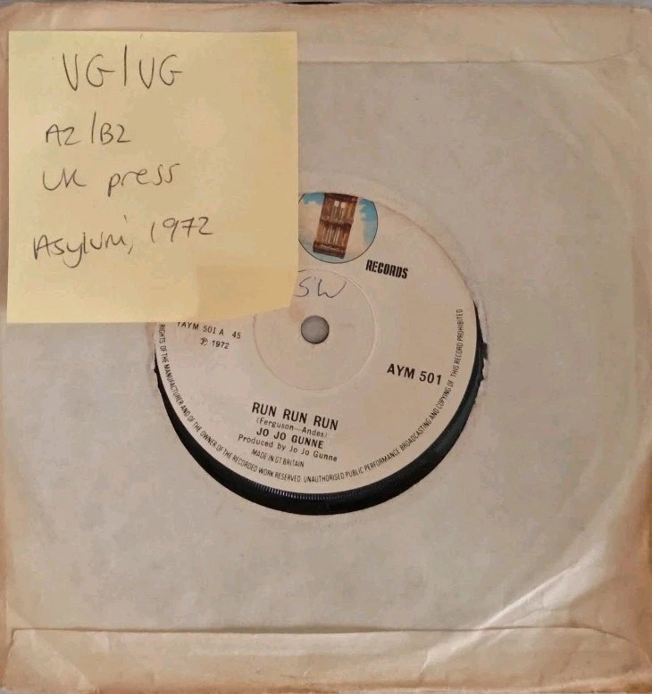 Jo Jo Gunne Run Run Run Vinyl Record 7" VG/VG AYM-501 1972 sleeve Jo Jo Gunne Run Run Run Vinyl Record 7" VG/VG AYM-501 1972 sleeve