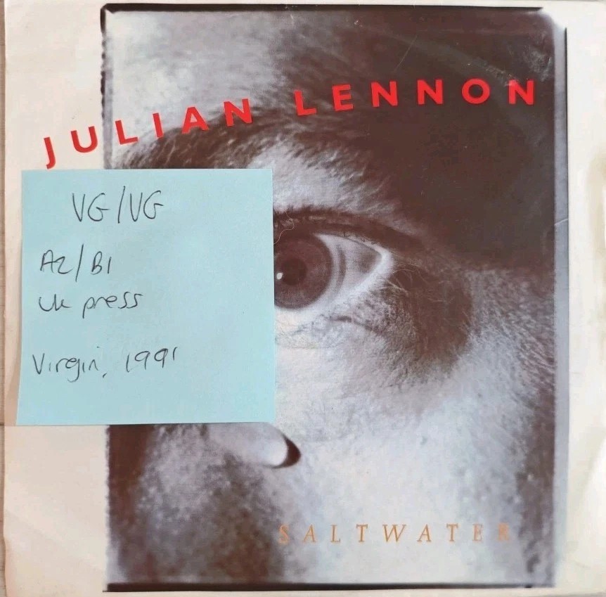 Julian Lennon Saltwater / Rebel King Vinyl Record 7" VG/VG VS1361 1991 sleeve Julian Lennon Saltwater / Rebel King Vinyl Record 7" VG/VG VS1361 1991 sleeve