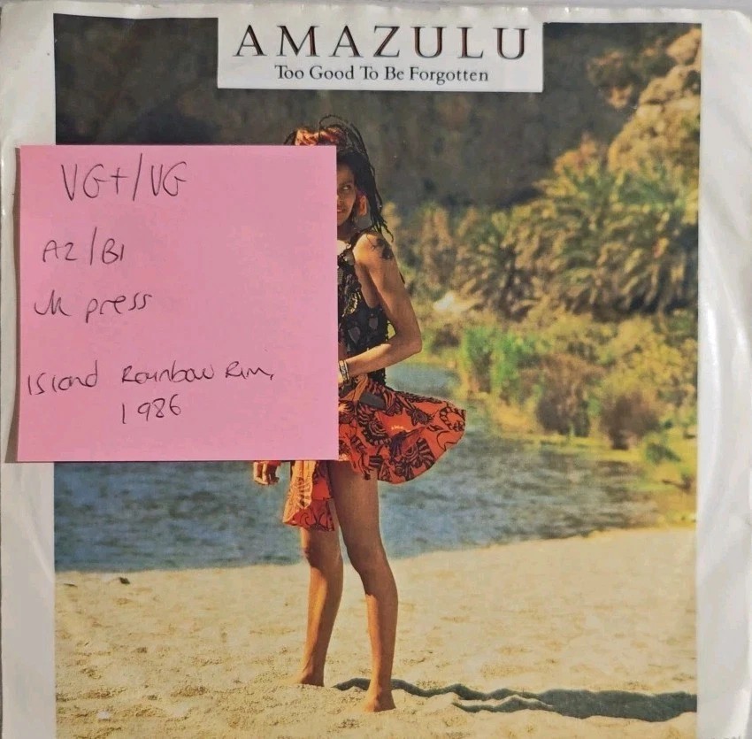 Amazulu Too Good To Be Forgotten Vinyl Record 7" VG+/VG IS284 1986 sleeve Amazulu Too Good To Be Forgotten Vinyl Record 7" VG+/VG IS284 1986 sleeve