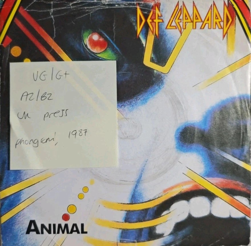 Def Leppard Animal Vinyl Record 7" VG/G+ LEP1 1987 vinyl record sleeve Def Leppard Animal Vinyl Record 7" VG/G+ LEP1 1987 vinyl record sleeve