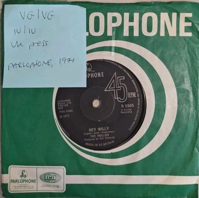 The Hollies Hey Willy Vinyl Record 7" VG/VG R5905 1971 sleeve The Hollies Hey Willy Vinyl Record 7" VG/VG R5905 1971 sleeve