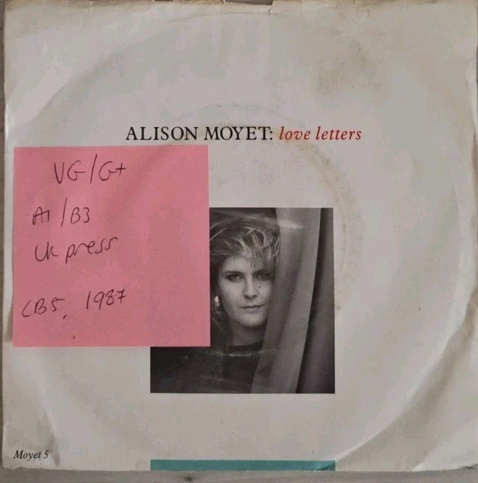 Alison Moyet Love Letters Vinyl Record 7" VG/G+ MOYET 5 1987 sleeve Alison Moyet Love Letters Vinyl Record 7" VG/G+ MOYET 5 1987 sleeve