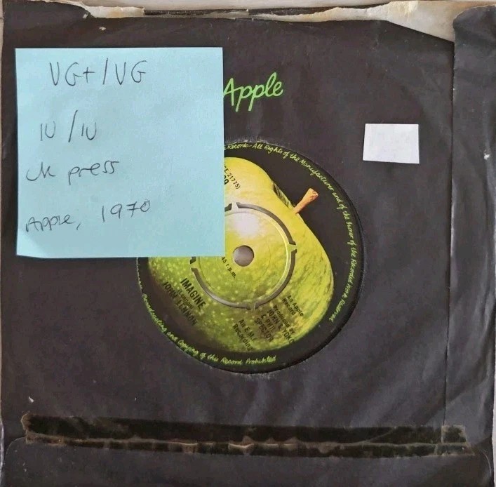 John Lennon Imagine Vinyl Record 7" VG+/VG R 6009 1970 sleeve John Lennon Imagine Vinyl Record 7" VG+/VG R 6009 1970 sleeve