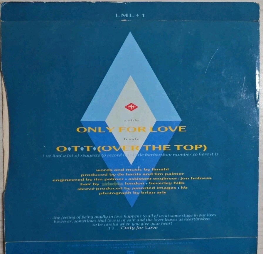 Limahl Only For Love Vinyl Record 7" VG/VG LML1 1983 sleeve Limahl Only For Love Vinyl Record 7" VG/VG LML1 1983 sleeve