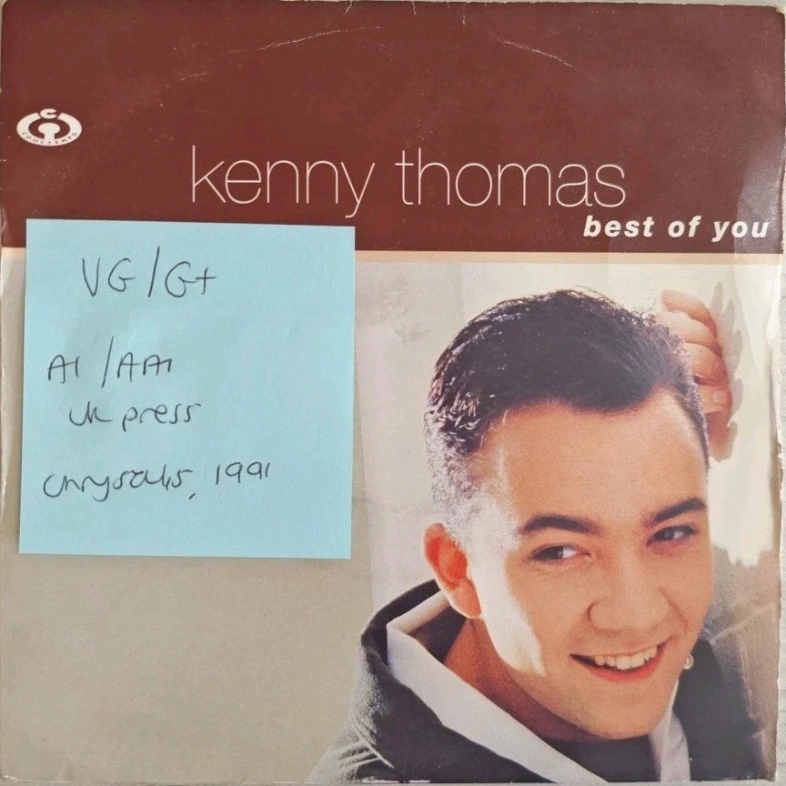 Kenny Thomas Best Of You Vinyl Record 7" VG/G+ COOL 243 1991 sleeve Kenny Thomas Best Of You Vinyl Record 7" VG/G+ COOL 243 1991 sleeve