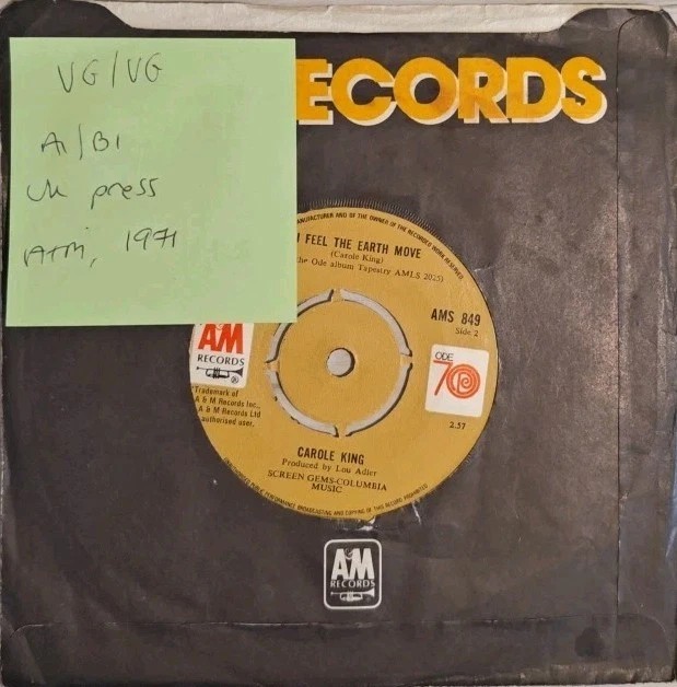 Carole King It's Too Late Vinyl Record 7" VG/VG AMS849 1971 sleeve Carole King It's Too Late Vinyl Record 7" VG/VG AMS849 1971 sleeve