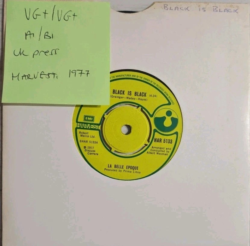 La Belle Epoque Back Is Black Vinyl Record 7" VG+/VG+ HAR 5133 sleeve La Belle Epoque Back Is Black Vinyl Record 7" VG+/VG+ HAR 5133 sleeve