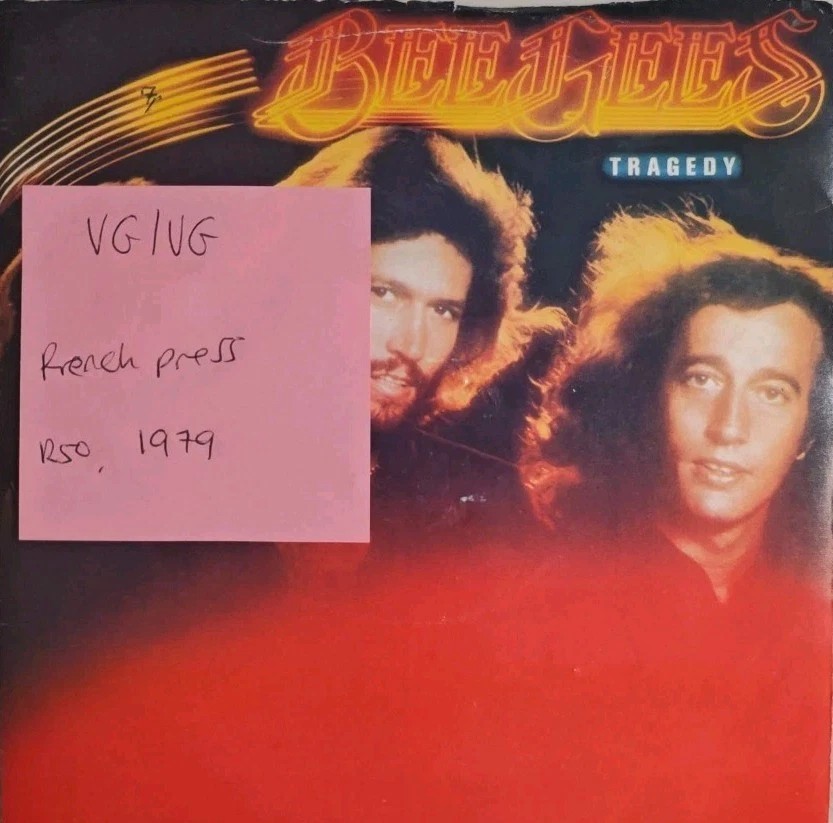 Bee Gees Tragedy Vinyl Record 7" VG/VG RSO 27 1979 sleeve Bee Gees Tragedy Vinyl Record 7" VG/VG RSO 27 1979 sleeve