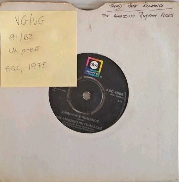 The Amazing Rhythm Aces Third Rate Romance Vinyl Record 7" VG/VG ABC4066 1975 sleeve The Amazing Rhythm Aces Third Rate Romance Vinyl Record 7" VG/VG ABC4066 1975 sleeve