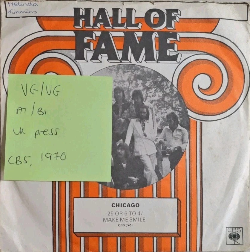 Chicago 25 Or 6 To 4 Vinyl Record 7" VG/VG CBS3961 1970 sleeve Chicago 25 Or 6 To 4 Vinyl Record 7" VG/VG CBS3961 1970 sleeve