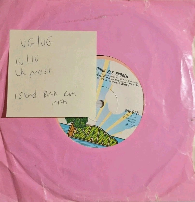 Cat Stevens Morning Has Broken Vinyl Record 7" VG/VG WIP-6121 1971 sleeve Cat Stevens Morning Has Broken Vinyl Record 7" VG/VG WIP-6121 1971 sleeve