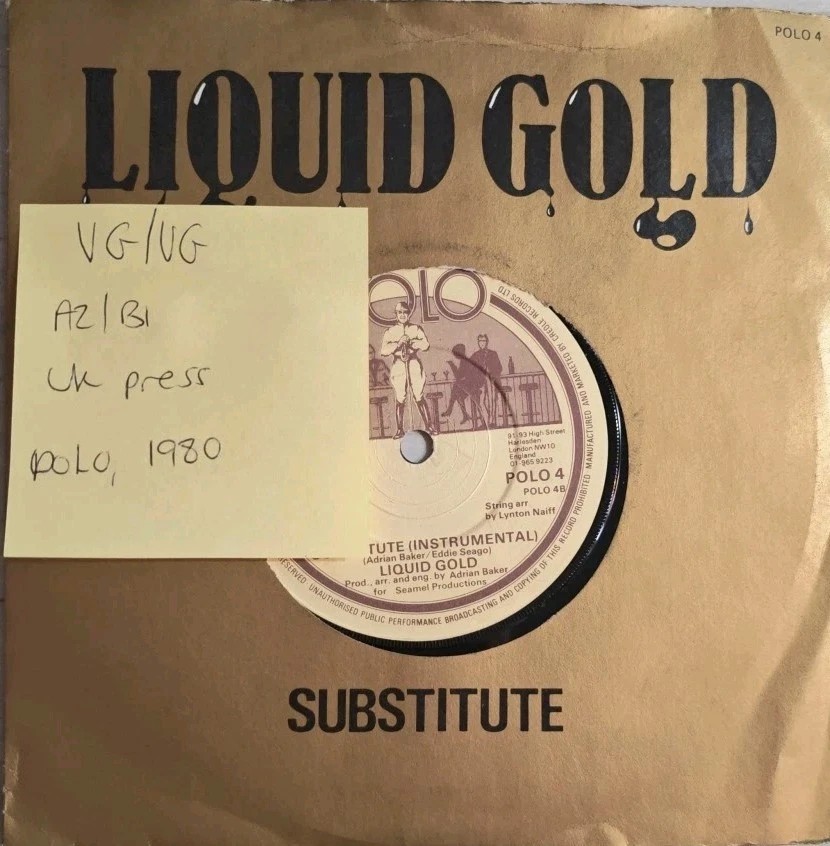Liquid Gold Substitute Vinyl Record 7" VG/VG POLO 4 1980 sleeve Liquid Gold Substitute Vinyl Record 7" VG/VG POLO 4 1980 sleeve