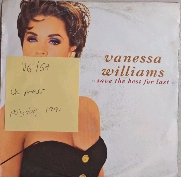 Vanessa Williams Save The Best For Last Vinyl Record 7" VG/G+ PO 192 1991 sleeve Vanessa Williams Save The Best For Last Vinyl Record 7" VG/G+ PO 192 1991 sleeve