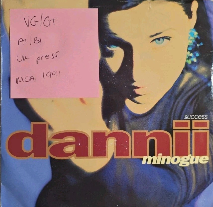 Dannii Minogue Success Vinyl Record 7" VG/G+ MCS 1538 1991 vinyl record sleeve Dannii Minogue Success Vinyl Record 7" VG/G+ MCS 1538 1991 vinyl record sleeve