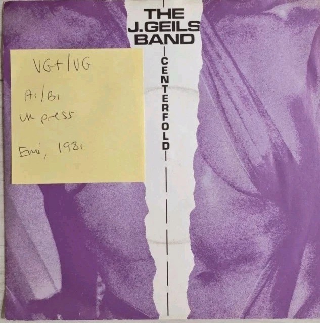 The J . Geils Band Centrefold Vinyl Record 7" VG+/VG EA 135 1981 sleeve The J . Geils Band Centrefold Vinyl Record 7" VG+/VG EA 135 1981 sleeve