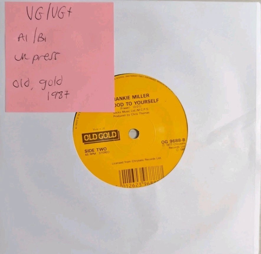 Frankie Miller Darlin' / Be Good To Yourself Vinyl Record 7" VG/VG+ OG9688 1987 sleeve Frankie Miller Darlin' / Be Good To Yourself Vinyl Record 7" VG/VG+ OG9688 1987 sleeve