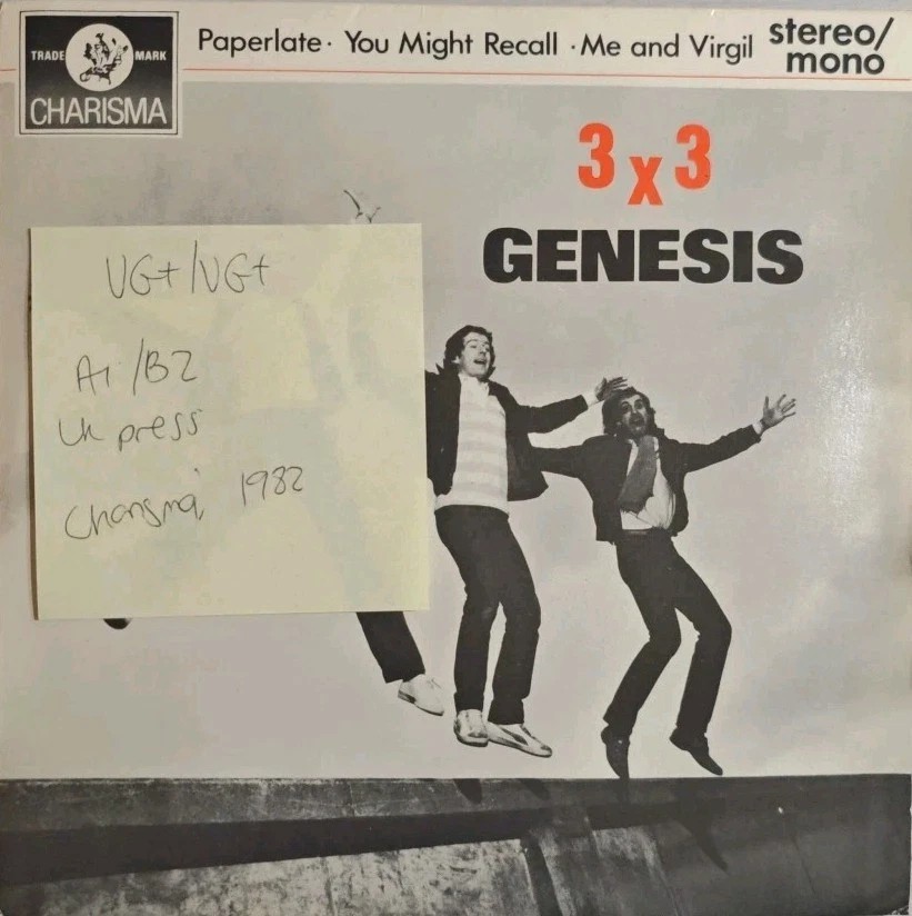 Genesis 3x3 Paperlate / You Might Recall Vinyl Record 7" VG+/VG+ GEN1 1982 sleeve Genesis 3x3 Paperlate / You Might Recall Vinyl Record 7" VG+/VG+ GEN1 1982 sleeve