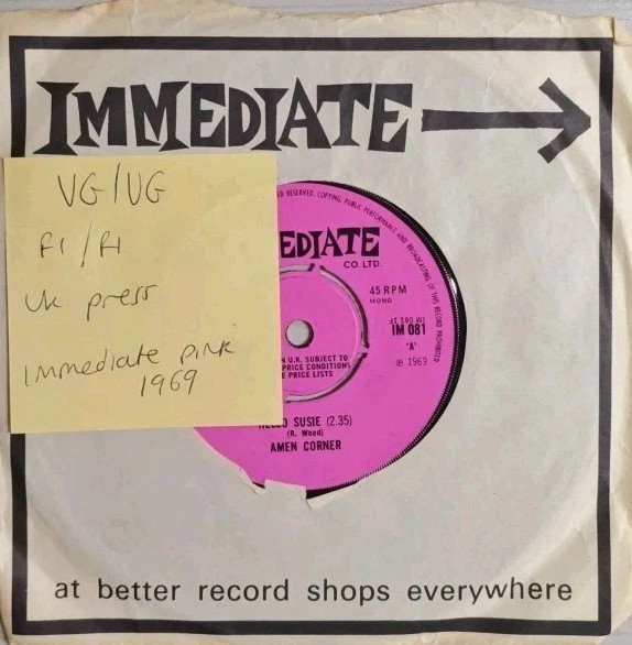 Amen Corner Hello Susie Vinyl Record 7" VG/VG IM 081 1969 sleeve Amen Corner Hello Susie Vinyl Record 7" VG/VG IM 081 1969 sleeve