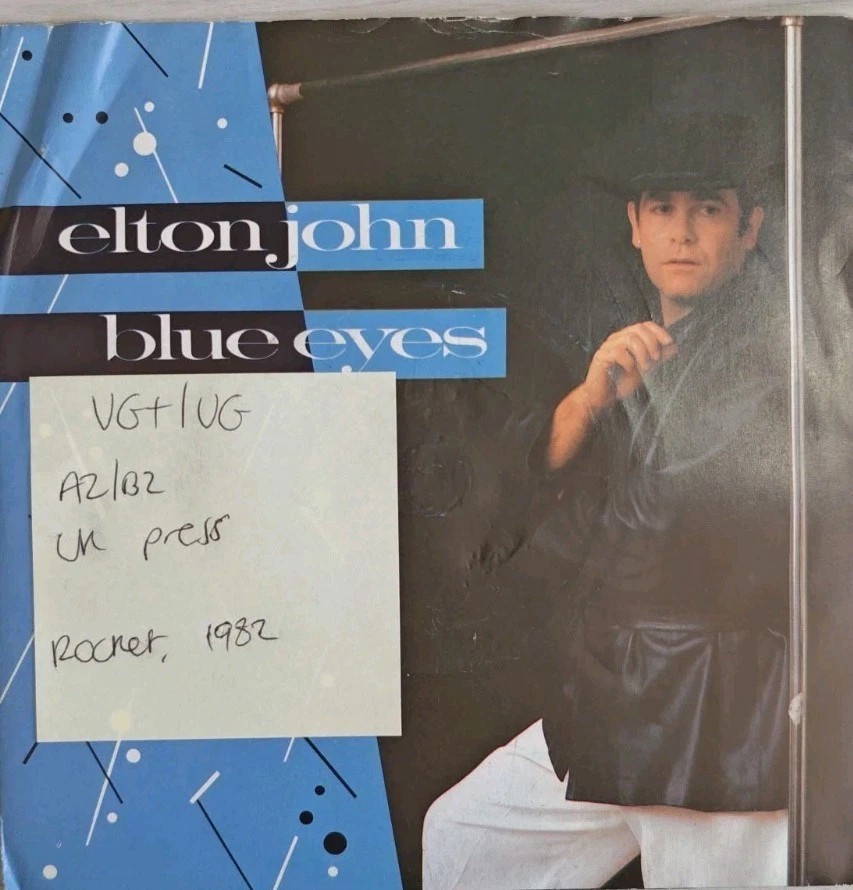 Elton John Blue Eyes Vinyl Record 7" VG+/VG XPRES 71 1982 sleeve Elton John Blue Eyes Vinyl Record 7" VG+/VG XPRES 71 1982 sleeve