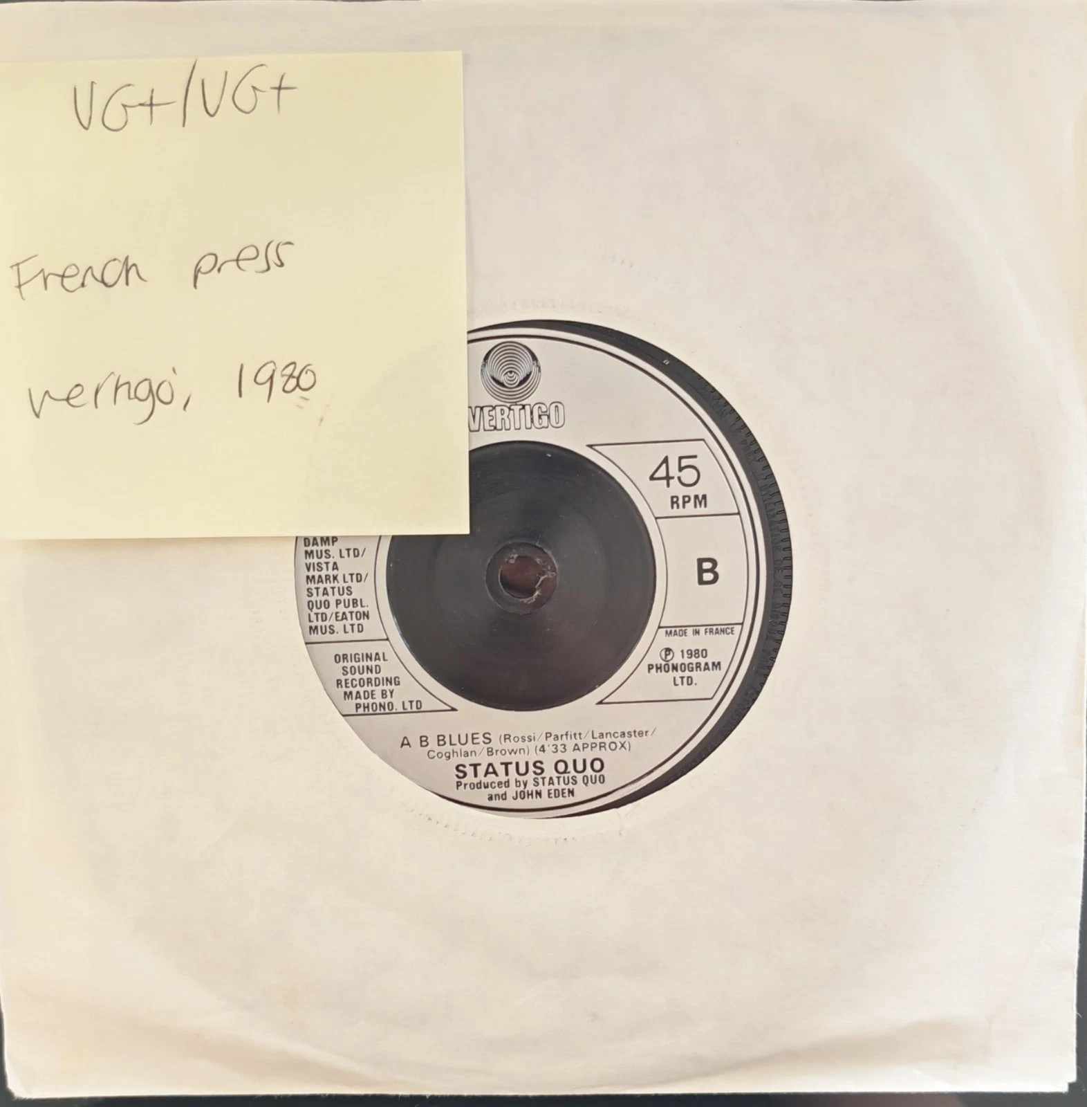 Status Quo What You're Proposing Vinyl Record 7" VG+/VG+ QUO 3 1980 sleeve Status Quo What You're Proposing Vinyl Record 7" VG+/VG+ QUO 3 1980 sleeve