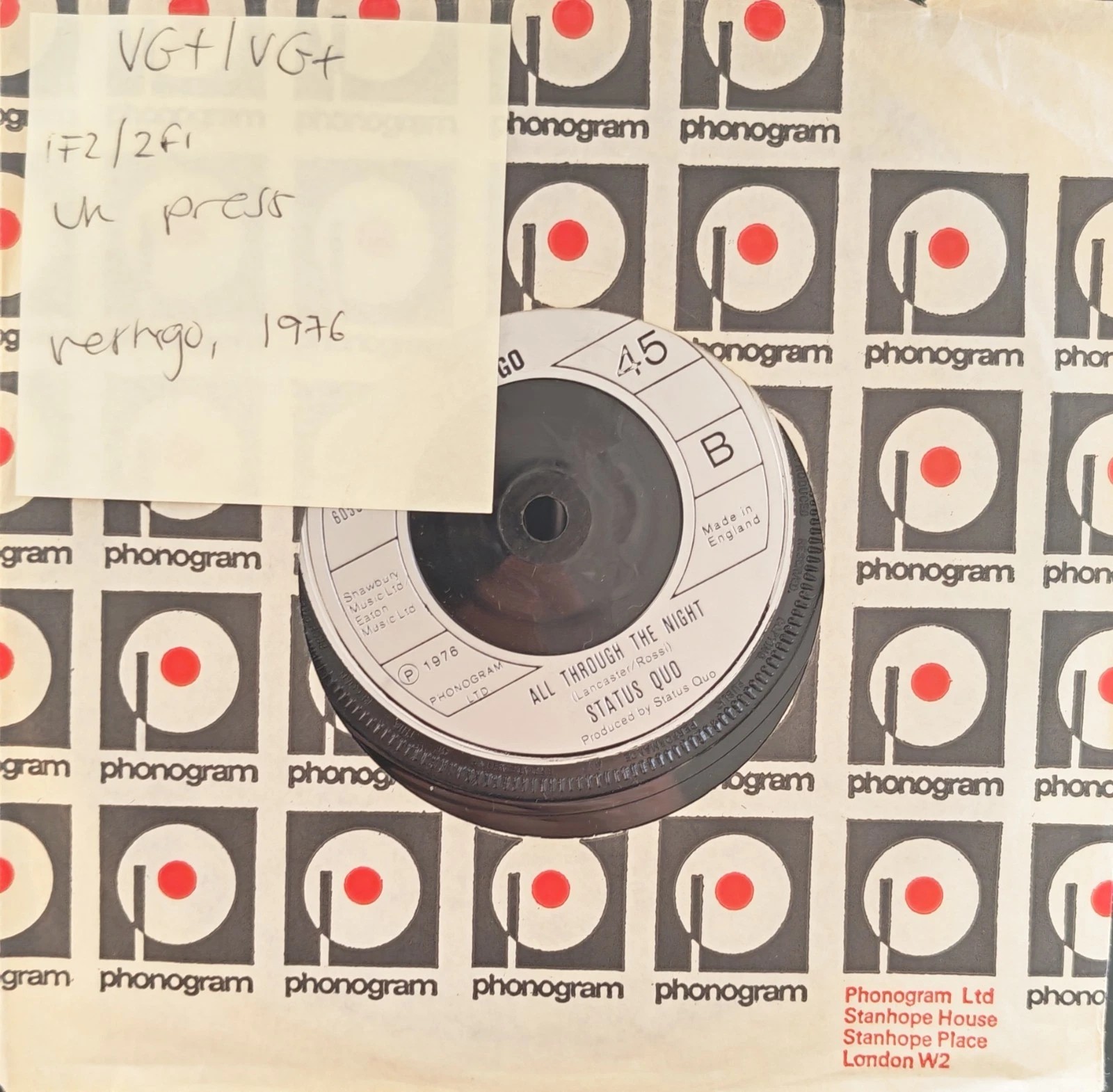 Status Quo Wild Side Of Life Vinyl Record 7" VG+/VG+ 6059153 1976 sleeve Status Quo Wild Side Of Life Vinyl Record 7" VG+/VG+ 6059153 1976 sleeve