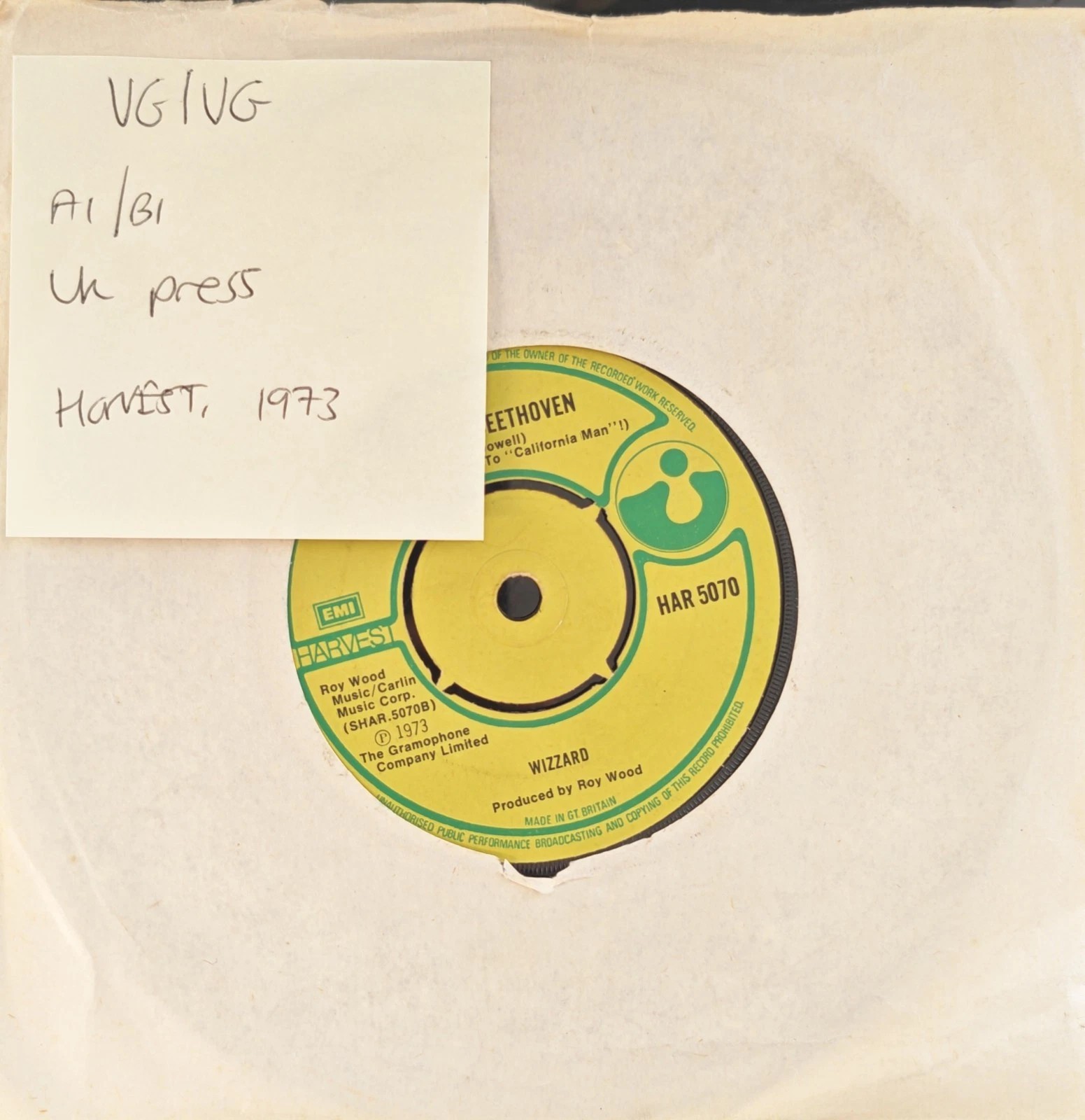 Wizzard See My Baby Jive Vinyl Record 7" VG/VG HAR5070 sleeve Wizzard See My Baby Jive Vinyl Record 7" VG/VG HAR5070 sleeve