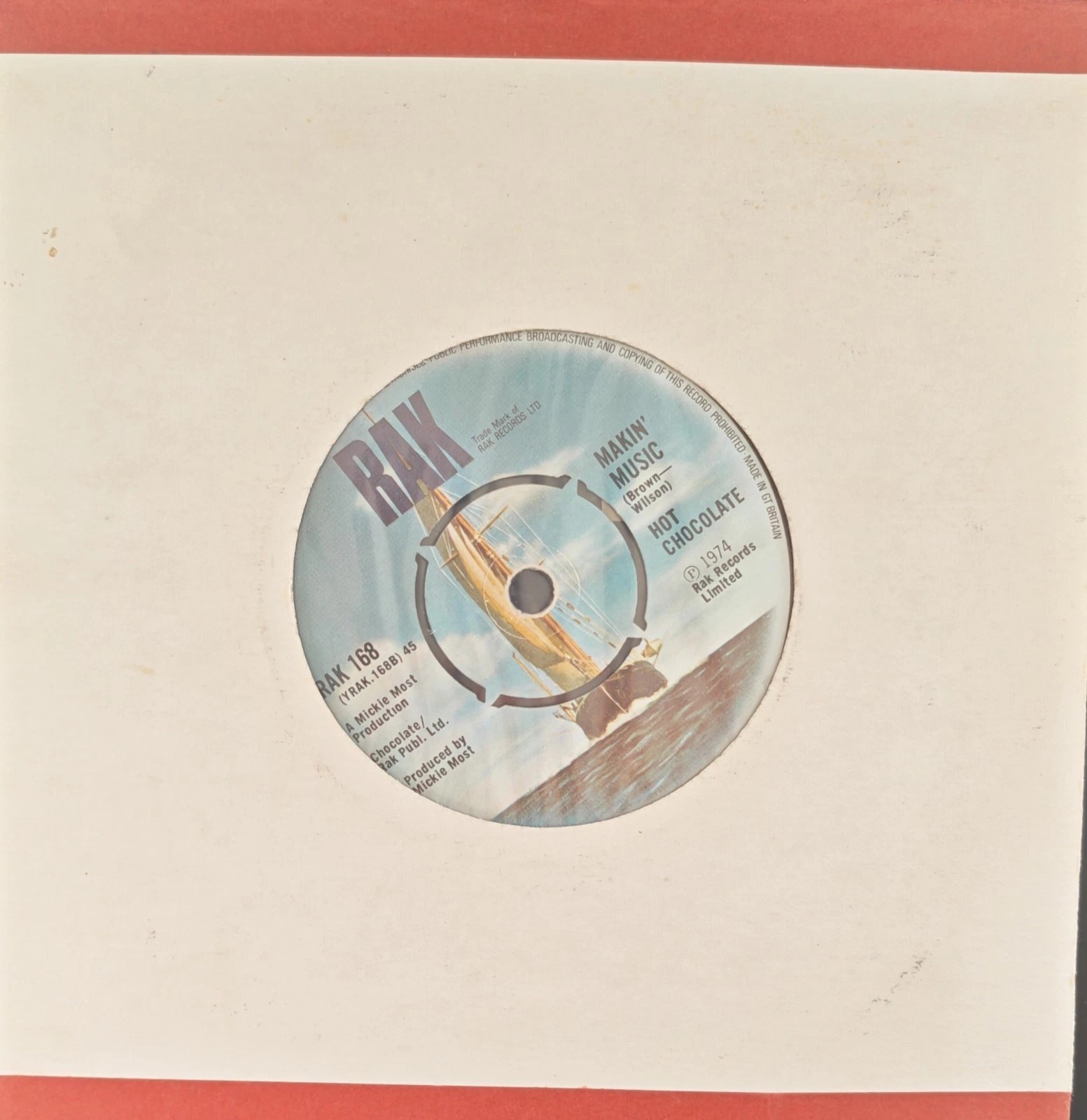 Hot Chocolate Emma Vinyl Record 7" VG/VG RAK 168 1974 sleeve Hot Chocolate Emma Vinyl Record 7" VG/VG RAK 168 1974 sleeve