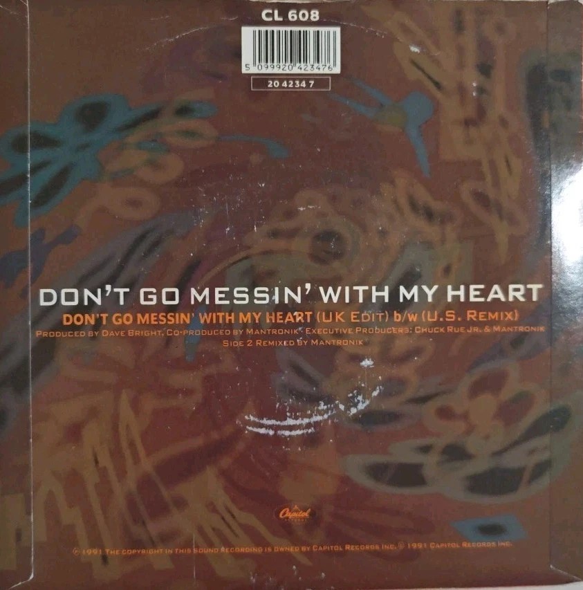 Mantronix Don't Go Messin' With My Heart Vinyl Record 7" VG+/VG CL608 1991 sleeve Mantronix Don't Go Messin' With My Heart Vinyl Record 7" VG+/VG CL608 1991 sleeve