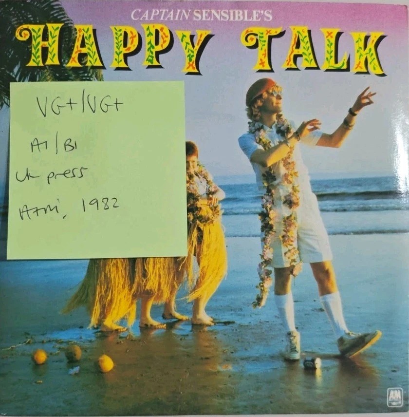 Captain Sensible Happy Talk Vinyl Record 7" VG+/VG+ CAP 1 1982 vinyl record sleeve Captain Sensible Happy Talk Vinyl Record 7" VG+/VG+ CAP 1 1982 vinyl record sleeve