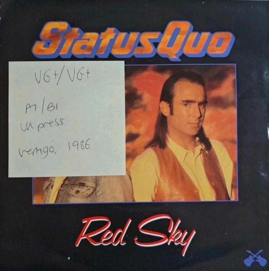 Status Quo Red Sky Vinyl Record 7" VG+/VG+ QUO 19 1986 sleeve Status Quo Red Sky Vinyl Record 7" VG+/VG+ QUO 19 1986 sleeve