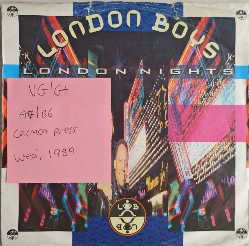 London Boys London Nights Vinyl Record 12" VG/G+ YZ 393T 1989 sleeve London Boys London Nights Vinyl Record 12" VG/G+ YZ 393T 1989 sleeve