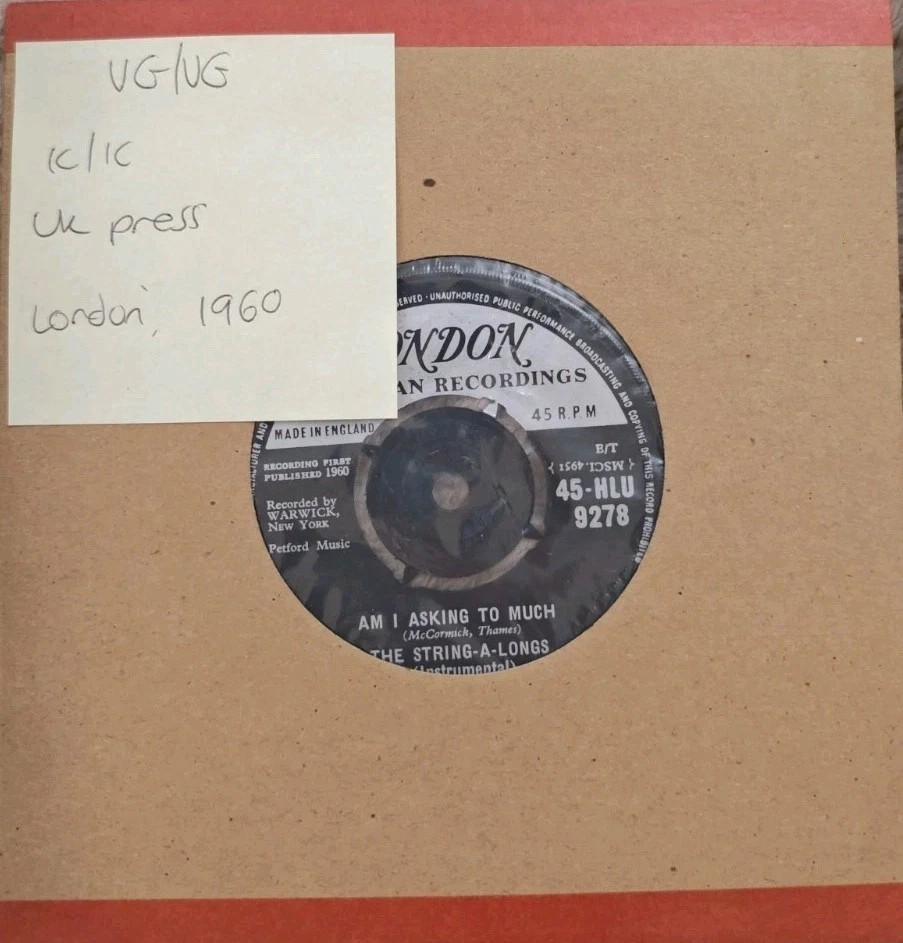 The String-A-Longs Wheels Vinyl Record 7" VG/VG HLU 9278 1960 sleeve The String-A-Longs Wheels Vinyl Record 7" VG/VG HLU 9278 1960 sleeve