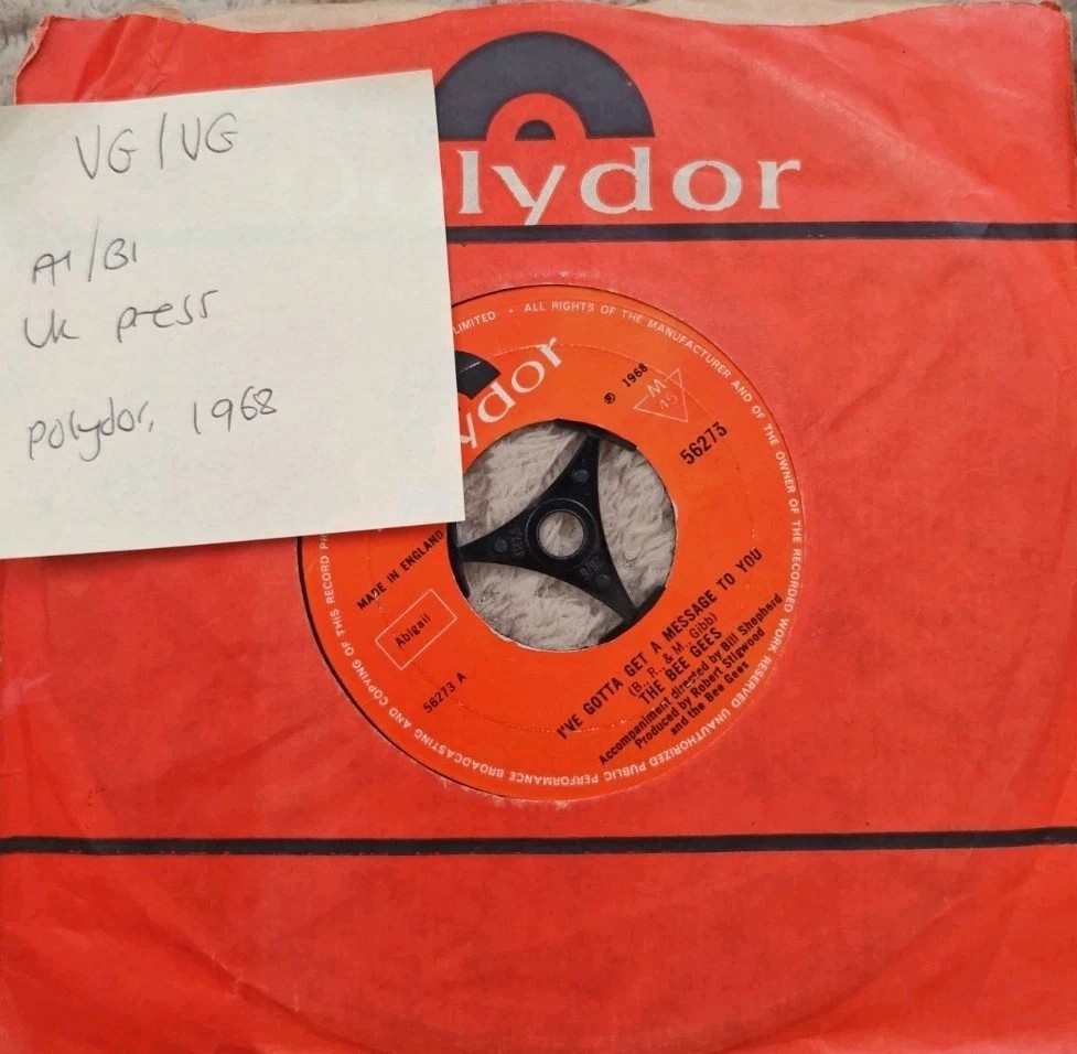 Bee Gees I’ve Gotta Get A Message To You Vinyl Record 7" VG/VG 56273 1968 sleeve Bee Gees I’ve Gotta Get A Message To You Vinyl Record 7" VG/VG 56273 1968 sleeve