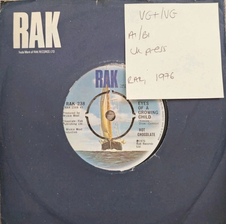 Hot Chocolate Man To Man Vinyl Record 7" VG+/VG RAK 238 sleeve Hot Chocolate Man To Man Vinyl Record 7" VG+/VG RAK 238 sleeve