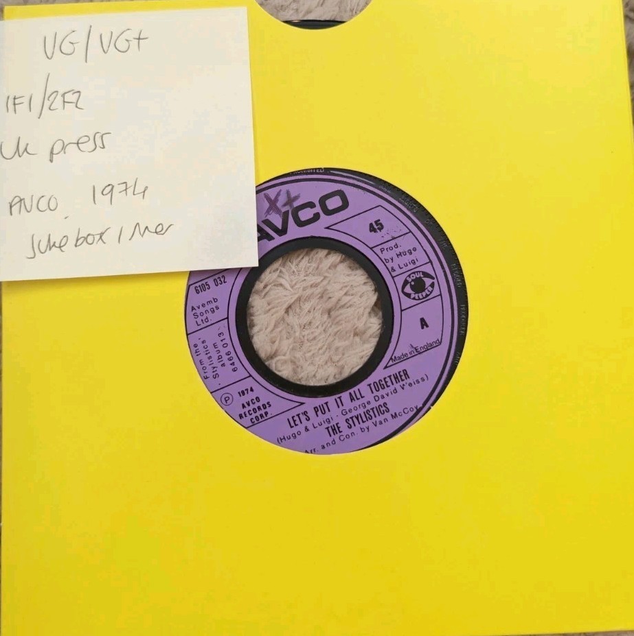 Stylistics Let's Put It All Together Vinyl Record 7" VG/VG+ 6105033 1974 sleeve Stylistics Let's Put It All Together Vinyl Record 7" VG/VG+ 6105033 1974 sleeve