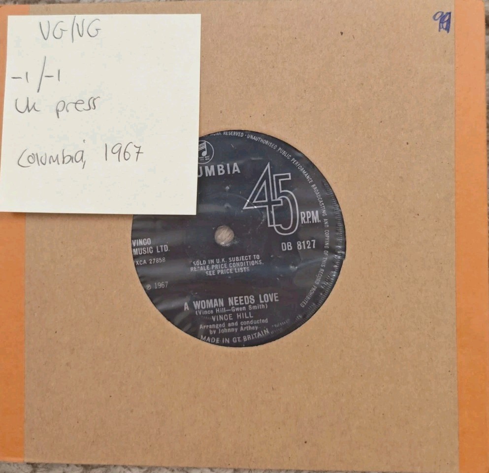 Vince Hill Edelweiss Vinyl Record 7" VG/VG DB 8127 1967 sleeve Vince Hill Edelweiss Vinyl Record 7" VG/VG DB 8127 1967 sleeve