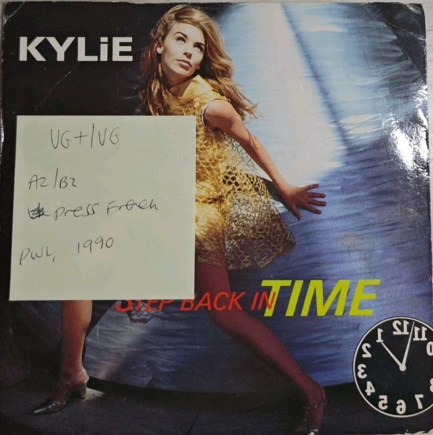 Kylie Minogue Step Back In Time Vinyl Record 7" VG+/VG PWL 64 1990 sleeve Kylie Minogue Step Back In Time Vinyl Record 7" VG+/VG PWL 64 1990 sleeve