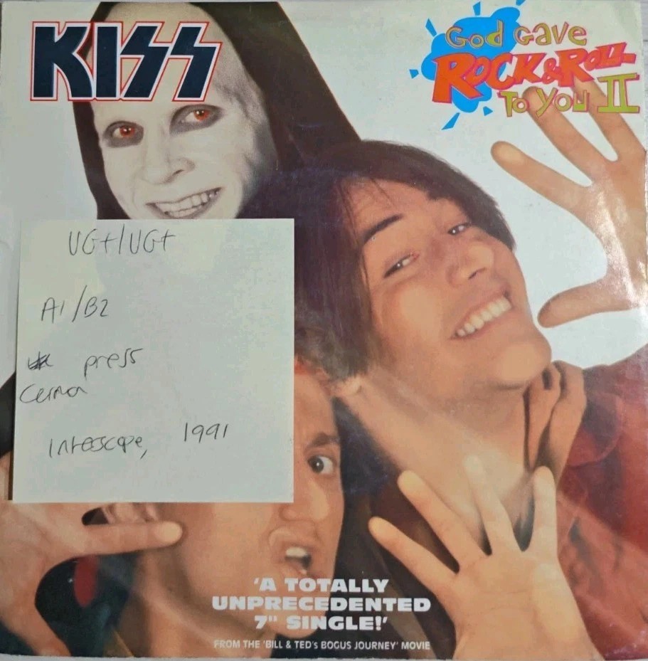 Kiss God Gave Rock & Roll To You II Vinyl Record 7" VG+/VG+ A8696 sleeve Kiss God Gave Rock & Roll To You II Vinyl Record 7" VG+/VG+ A8696 sleeve