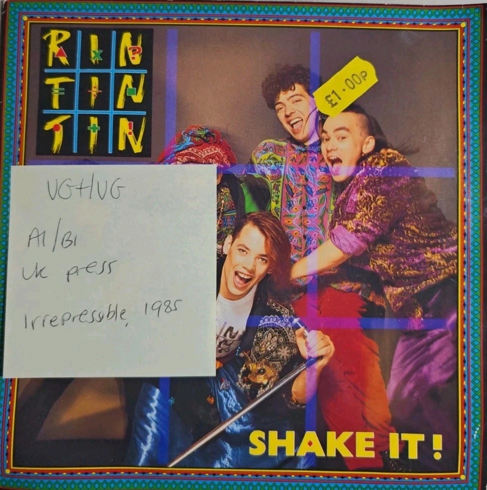 Rin Tin Tin Shake It Vinyl Record 7" VG+/VG PRES3 1985 sleeve Rin Tin Tin Shake It Vinyl Record 7" VG+/VG PRES3 1985 sleeve