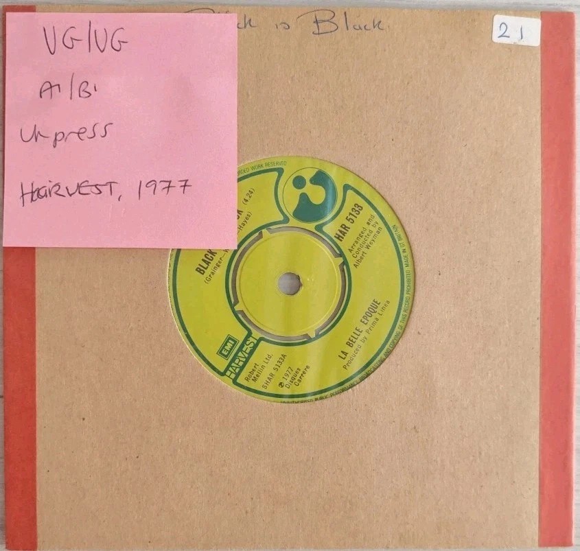 La Belle Epoque Black Is Black Vinyl Record 7" VG/VG HAR 5133 1977 sleeve La Belle Epoque Black Is Black Vinyl Record 7" VG/VG HAR 5133 1977 sleeve