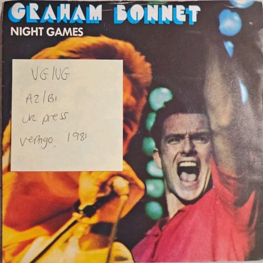 Graham Bonnet Night Games Vinyl Record 7" VG/VG VER 1 1981 sleeve Graham Bonnet Night Games Vinyl Record 7" VG/VG VER 1 1981 sleeve