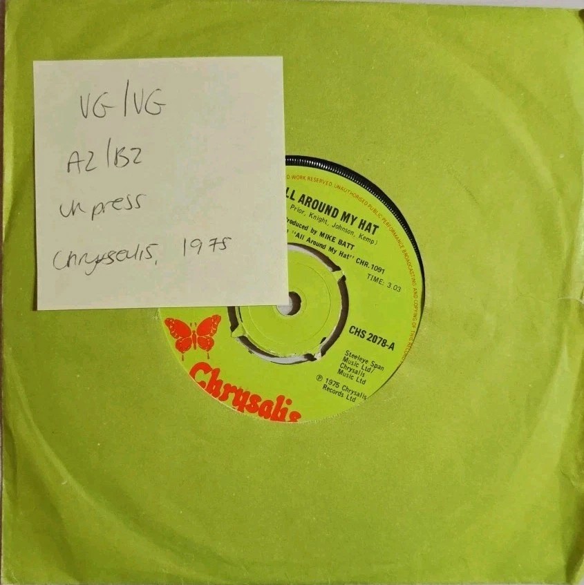 Steeleye Span All Around My Hat Vinyl Record 7" VG/VG CHS 2078 1975 sleeve Steeleye Span All Around My Hat Vinyl Record 7" VG/VG CHS 2078 1975 sleeve